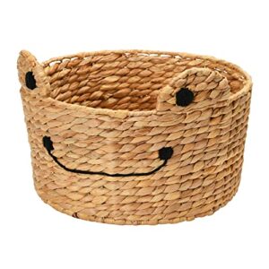 creative co-op hand-woven water hyacinth frog basket, 15" l x 15" w x 11" h, natural