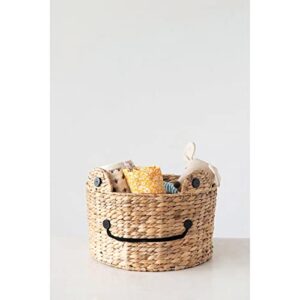 Creative Co-Op Hand-Woven Water Hyacinth Frog Basket, 15" L x 15" W x 11" H, Natural