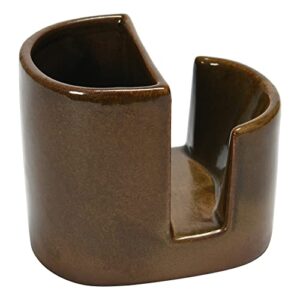 bloomingville stoneware container, reactive glaze sponge holder, 5" l x 4" w x 4" h, brown