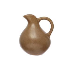 bloomingville stoneware, reactive glaze pitcher, 6" l x 5" w x 7" h, greige