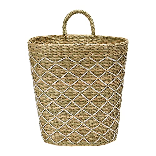 Creative Co-Op Hand-Woven Seagrass Handle Wall Basket, 11" L x 8" W x 15" H, Natural