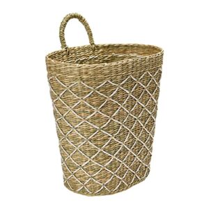 Creative Co-Op Hand-Woven Seagrass Handle Wall Basket, 11" L x 8" W x 15" H, Natural