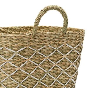 Creative Co-Op Hand-Woven Seagrass Handle Wall Basket, 11" L x 8" W x 15" H, Natural