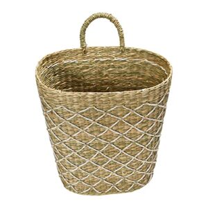 Creative Co-Op Hand-Woven Seagrass Handle Wall Basket, 11" L x 8" W x 15" H, Natural