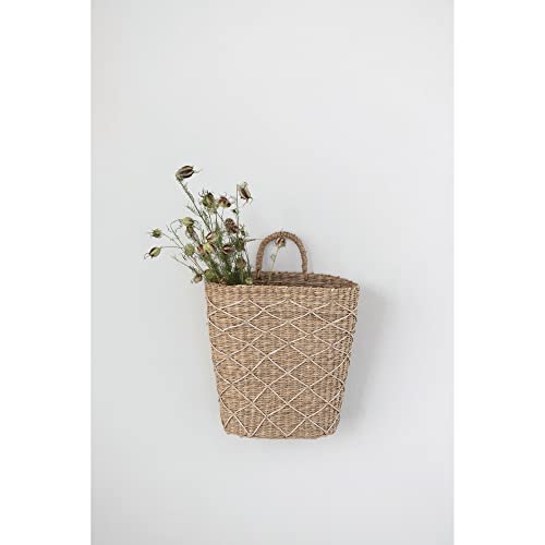 Creative Co-Op Hand-Woven Seagrass Handle Wall Basket, 11" L x 8" W x 15" H, Natural