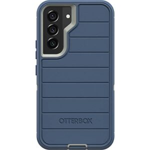 otterbox defender case & belt clip/stand for samsung galaxy s22 (not plus/ultra) retail packaging - anti-microbial - fort blue