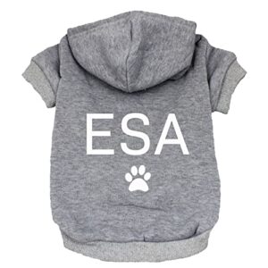 esa (emotional support animal) pullover fleece lined dog hoodie (grey hooded sweatshirt)