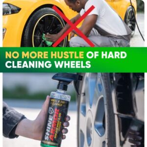 SHINE ARMOR Wheel Cleaner Tire Shine Spray for Car Detailing | Rim Cleaner & Brake Dust Remover Safe for Chrome Alloy Painted Powder Coated Wheels | Magnum Wheel Wash 16 Fl Oz