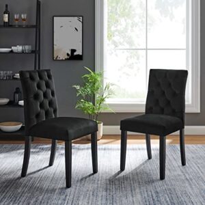modway duchess performance velvet set of 2 dining chair, black