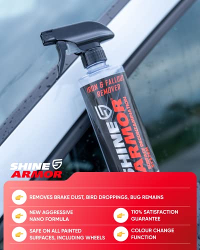 SHINE ARMOR Iron & Fall Out Remover Quick Rust & Iron Remover for Car Detailing Non Acid PH Balanced Solution 16 Fl Oz