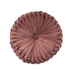 lavvi round velvet seat cushion pleated pumpkin floor throw pillow 15”x15” soft decorative for bed sofa couch car seat (brown) 15x15x4 in