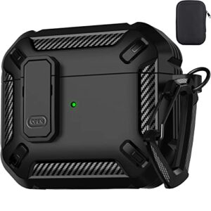 Maxjoy for Airpods 3rd Generation Case, Airpods 3 Case Cover with Lock Airpods 3 Generation Protective Case Gen 3 Shockproof Cover with Keychain Compatible with Apple Airpods 3rd Generation 2021 Black
