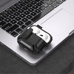 Maxjoy for Airpods 3rd Generation Case, Airpods 3 Case Cover with Lock Airpods 3 Generation Protective Case Gen 3 Shockproof Cover with Keychain Compatible with Apple Airpods 3rd Generation 2021 Black