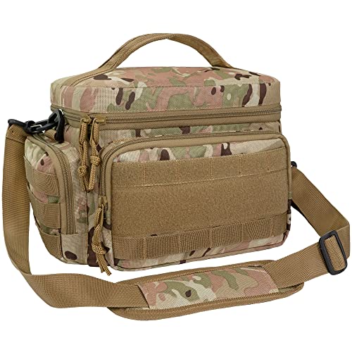 OPUX Tactical Lunch Box for Men, Insulated Lunch Bag for Adult, Large Lunch Cooler with MOLLE, Mesh Side Pockets for Office, Meal Prep (Camo)