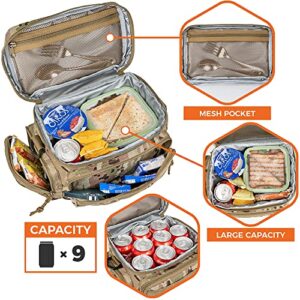 OPUX Tactical Lunch Box for Men, Insulated Lunch Bag for Adult, Large Lunch Cooler with MOLLE, Mesh Side Pockets for Office, Meal Prep (Camo)