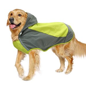 iecoii dog raincoat, adjustable dog rain jacket with reflective stripes, dog rain coat with hood, waterproof lightweight dog coat, dog raincoat with magic sticker, pet raincoat for medium large dogs