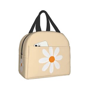 insulated lunch bag reusable lunch box for women men, cooler lunch tote bag with front pocket for picnic office work, cute aesthetic floral daisy