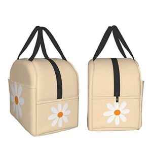 Insulated Lunch Bag Reusable Lunch Box For Women Men, Cooler Lunch Tote Bag With Front Pocket for Picnic Office Work, Cute aesthetic Floral Daisy