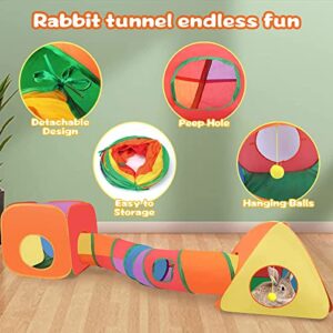 BWOGUE Bunny Tunnels & Tubes Collapsible Rabbit Hideout Tube and Foldable Cubes Playground Small Animal Activity Hideaway for Dwarf Rabbits Bunny Guinea Pigs Kitty