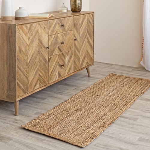 HOMEMONDE Jute Runner Rug 2x6 feet Braided Handmade Hallways Area Rug for Living Room, Bedroom and Kitchen