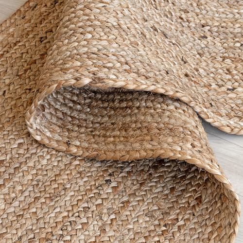 HOMEMONDE Jute Runner Rug 2x6 feet Braided Handmade Hallways Area Rug for Living Room, Bedroom and Kitchen