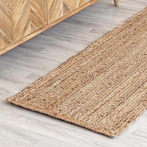 HOMEMONDE Jute Runner Rug 2x6 feet Braided Handmade Hallways Area Rug for Living Room, Bedroom and Kitchen