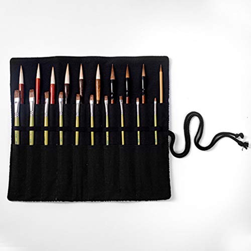 Cabilock Roll Up Paint Brush Holder 20 Slot Pockets Artist Canvas Roll Pouch Bag Makeup Brushes Case Organizer Rollup Protection (Style 7)