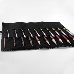 Cabilock Roll Up Paint Brush Holder 20 Slot Pockets Artist Canvas Roll Pouch Bag Makeup Brushes Case Organizer Rollup Protection (Style 7)