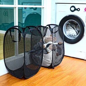 4 Pack Pop Up Laundry Hamper Mesh Clothes Baskets Collapsible Laundry Baskets with Side Pocket Folding Laundry Hamper Foldable Laundry Bag with Handles for Travel Kids Room College Dorm Storage
