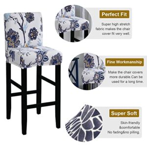 YEZEX Bar Chair Stool Cover Set of 4, Printed Chair Covers Washable&Stretchable, Counter Barstool Chair Slipcovers, Hotel, Ceremony, Corn Poppy