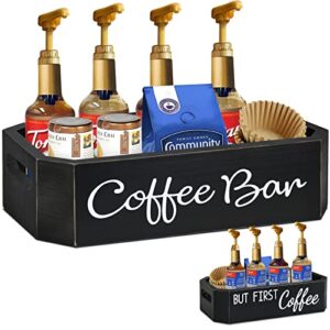coffee station organizer, countertop coffee bar accessories and storage, coffee pod holder storage bin box organizer coffee bar organizer for coffee bar decor, coffee bar accessories storage(black)