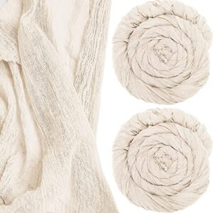 2 pack cheesecloth gauze table runner, 13 ft x 35 inch semi sheer table cheese cloth for wedding decor bridal shower rustic boho (beige)