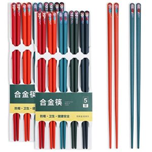 kyraton fiberglass chopsticks 10 pairs , non slip reusable chop sticks for food, japanese chinese korean chopsticks, easy to use, dishwasher safe, 9.5 inch