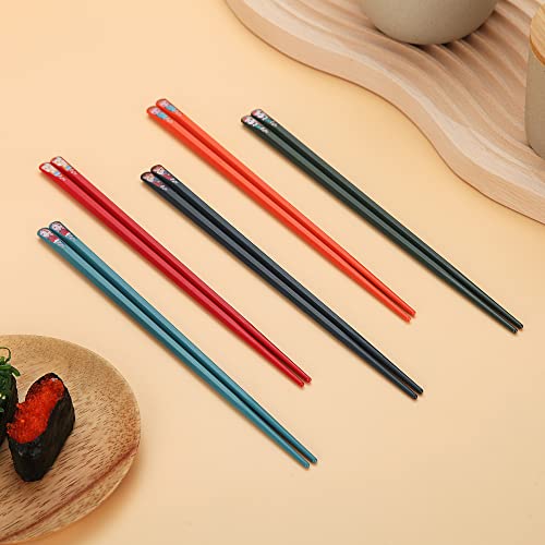 Kyraton Fiberglass Chopsticks 10 Pairs , Non Slip Reusable Chop Sticks for Food, Japanese Chinese Korean Chopsticks, Easy to Use, Dishwasher Safe, 9.5 Inch