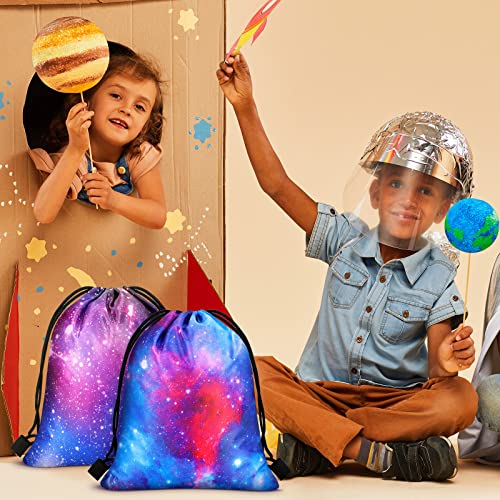 Woanger 16 Pcs Galaxy Birthday Party Favor Bags Galaxy Gift Bags Candy Goodie Drawstring Bag for Kids Party Decorations(Stylish)