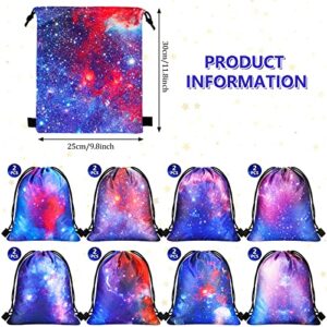 Woanger 16 Pcs Galaxy Birthday Party Favor Bags Galaxy Gift Bags Candy Goodie Drawstring Bag for Kids Party Decorations(Stylish)