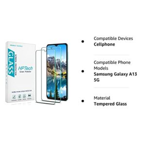 HPTech (2 Pack) Designed For Samsung Galaxy A13 5G Tempered Glass Screen Protector, Easy Installation, Bubble Free, Case Friendly