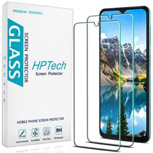 hptech (2 pack) designed for samsung galaxy a13 5g tempered glass screen protector, easy installation, bubble free, case friendly