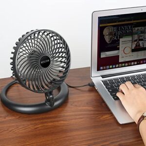 MCELITOR Small Desk Fan, 8-Inch USB Fan Small Quiet Personal Table Fan for Bedroom Office Home, Foldaway, Adjustable 540-degree Angle, 3 Speed, 5ft Cord (Black)