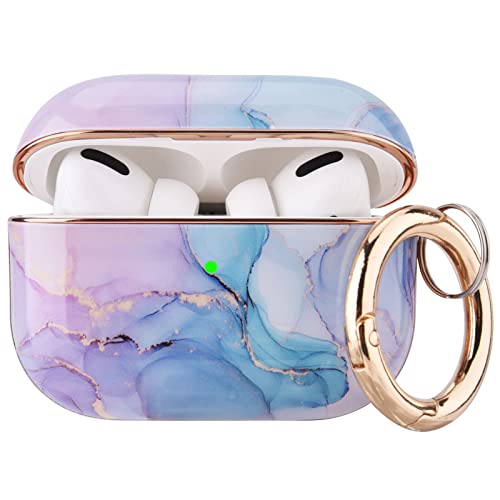 OLEBAND Airpod Pro Case 1st Gen with Keychain and Pattern Design,Air Pod Pro Hard Cover,Earpods Pro Case for Women and Girls,Compatible with Apple iPods Pro 1st Generation,Watercolor Marble