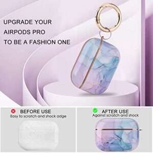 OLEBAND Airpod Pro Case 1st Gen with Keychain and Pattern Design,Air Pod Pro Hard Cover,Earpods Pro Case for Women and Girls,Compatible with Apple iPods Pro 1st Generation,Watercolor Marble