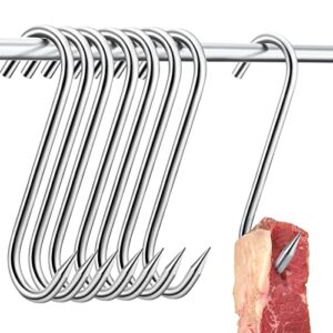 8 pcs meat hook 8 inch 10 mm stainless steel hanging meat hook butcher hooks processing s shaped meat equipment heavy duty meat hanging hooks meat hangers for beef sausage fish turkey chicken ribs
