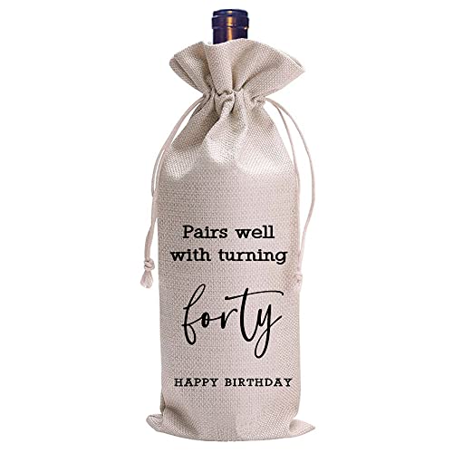 LANBAIHE 40th Birthday Wine Bag,Funny Birthday Party Gifts,Forty 40 Years Old Birthday Gifts Wine Bag for Mom,Wife, Friend,Sister,Brother, Him,Colleague,Coworker (40th Wine Bags)