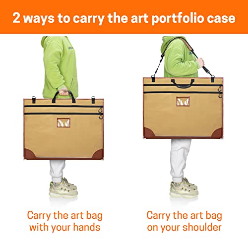 Professional Art Portfolio Bag with Detachable Shoulder Straps, Poster Board Large Storage Bag, Art Portfolio Folder for Artwork for Artists and Students
