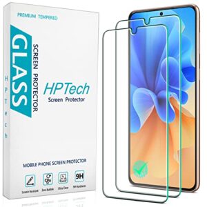 hptech (2 pack) designed for samsung galaxy s21, galaxy s21 5g - 6.2 inch tempered glass screen protector, support fingerprint reader, anti scratch, bubble free, case friendly