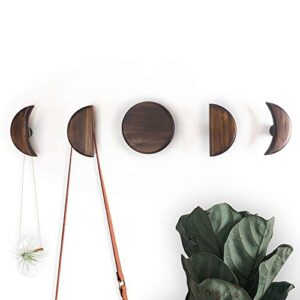 gibbous nimbus moon phase wall coat rack, moon hooks decorative wall hook decorations for bedroom, hanging wall decor for boho home decor nursery fairycore aesthetic wooden hat hook, witchy room decor