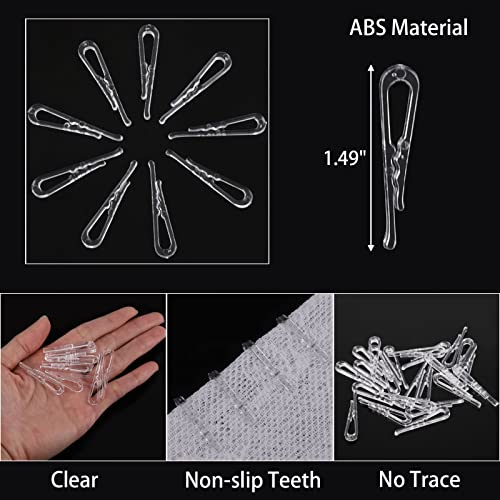 300pcs 1.5inches Securing Fabric Clips Plastic Shirt Alligator Clips Clear Organize Clip U Shape - Reusable