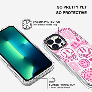 MOSNOVO iPhone 13 Pro Case, Pink Dripping Positivity Radiate Smiles [ Buffertech Impact ] Transparent Shockproof Protective TPU Bumper Clear Phone Case Cover Designed for iPhone 13 Pro 6.1"