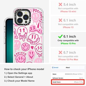 MOSNOVO iPhone 13 Pro Case, Pink Dripping Positivity Radiate Smiles [ Buffertech Impact ] Transparent Shockproof Protective TPU Bumper Clear Phone Case Cover Designed for iPhone 13 Pro 6.1"