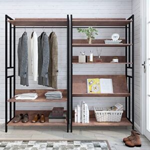 5-tier bookcase, multi-ways adjustable rack shelf, open design bookshelf for home office, columbia walnut